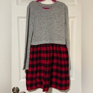 GAP Kids Red Buffalo Plaid Long Sleeve Dress Size XL